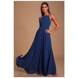Lulus size M low back deep blue maxi dress